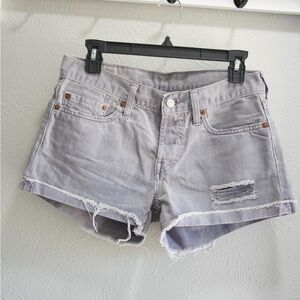 Levi's Light Gray Distressed Jean Shorts